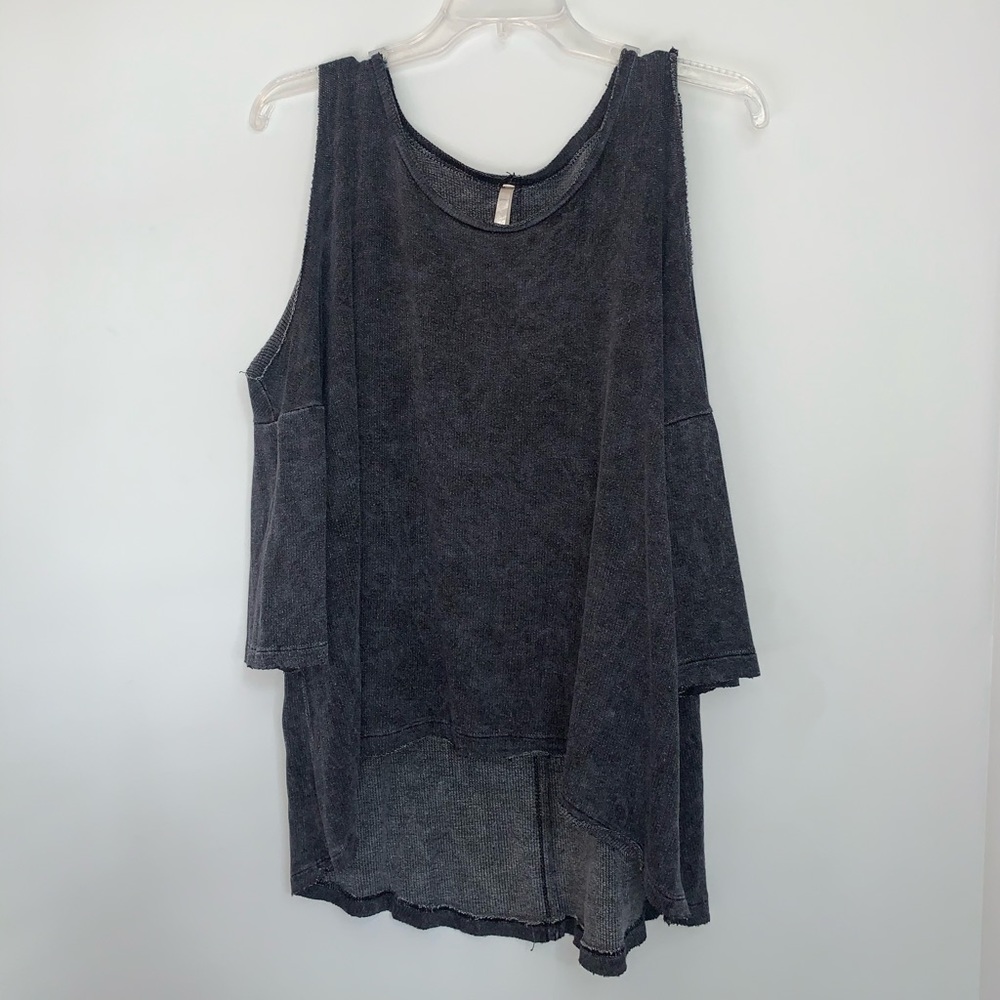 Mono B Open-Shoulder Heather Dark Gray Top